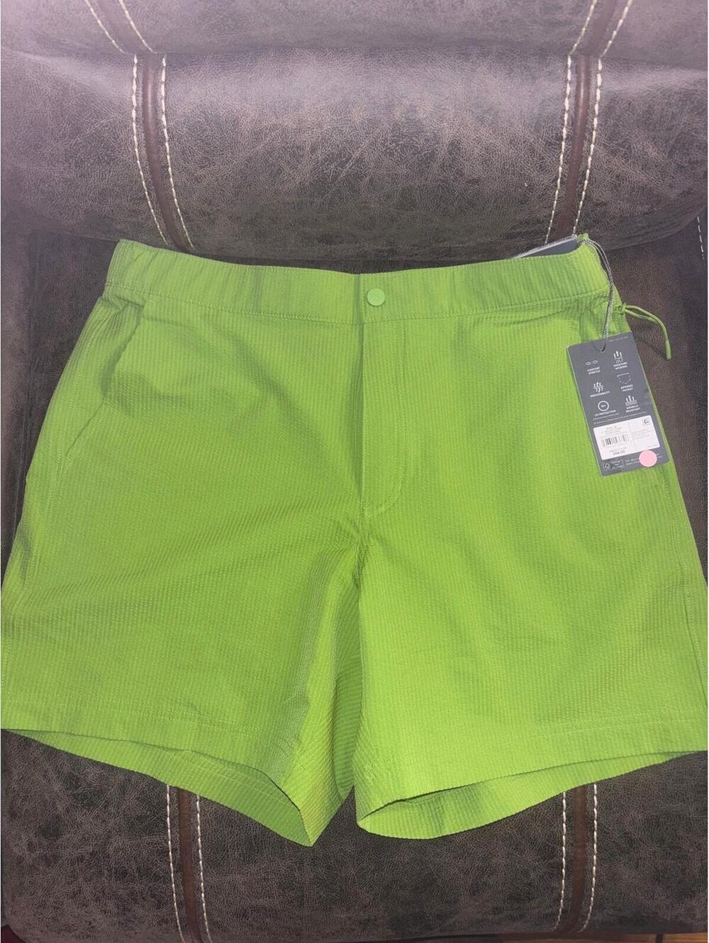 VRST Green Pulse Seersucker Resort Shorts Medium NWT 6” Stretch